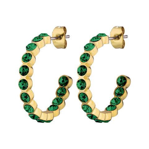 Dyrberg/Kern - Holly Gold Hoop Earrings Emerald