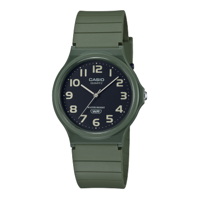 Casio - Analogue Water Resistant Green Face and Resin Strap