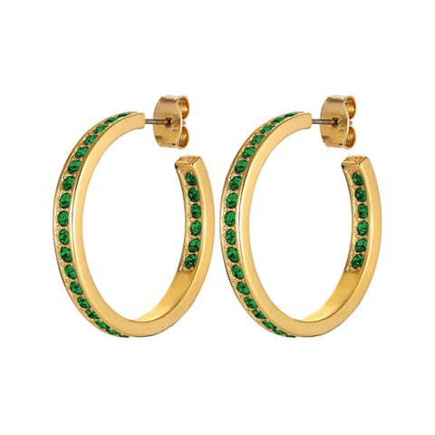 Dyrberg/Kern - Justina Gold Earrings Emerald Green