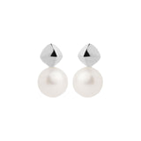 Najo - Diamond Shaped Sterling Silver Earrings With A Freshwater Pearl