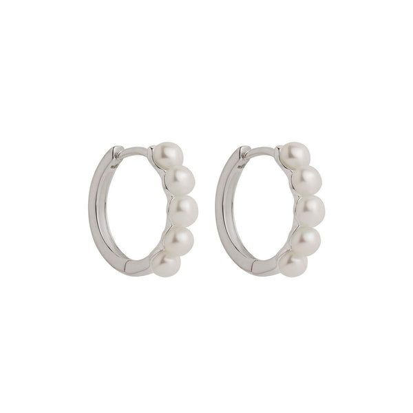 Najo - Sterling Silver Huggies With Freshwater Pearl