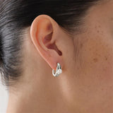 Najo - Silver Huggies With A Single Freshwater Pearl