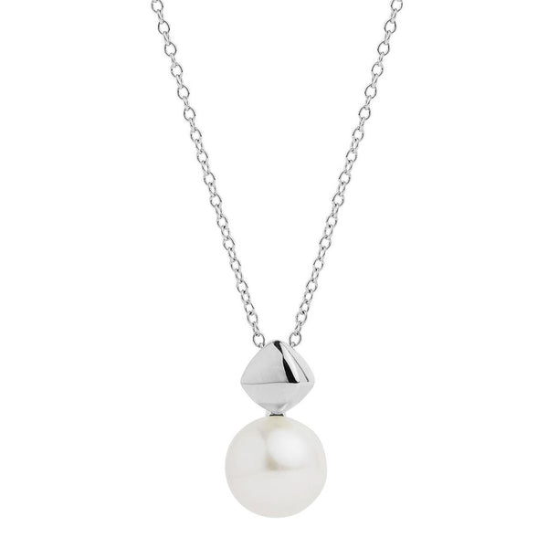 Najo - Sterling Silver Diamond Shaped Pendant With Freshwater Pearl
