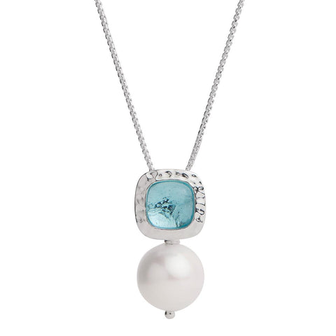 Najo - Sterling Silver Pendant With Square Blue Topaz