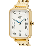 Daniel Wellington - Quadro Roman Numerals Date 5-link Gold
