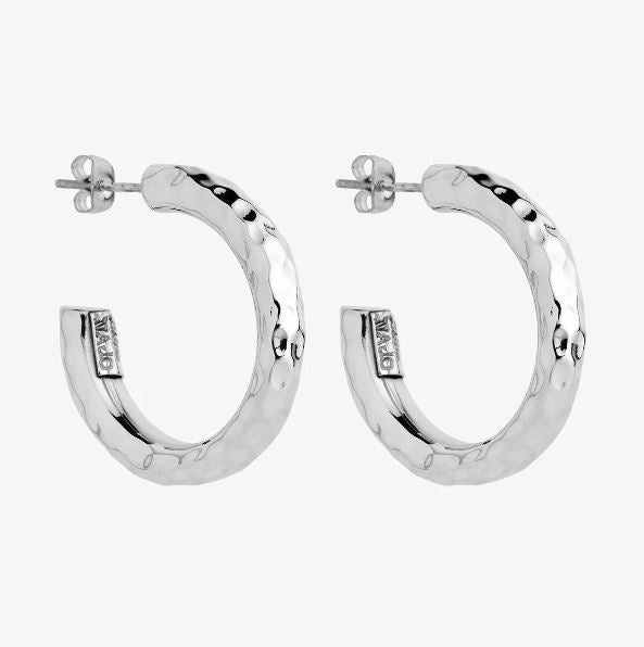 Najo - Moonglow 5x30mm Hoop Earrings Silver