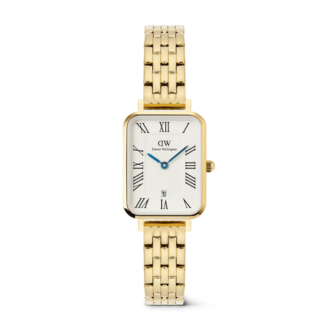 Daniel Wellington - Quadro Roman Numerals Date 5-link Gold
