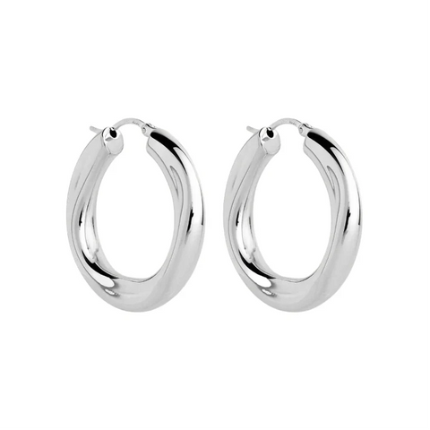 Najo - Dune Hoop Earrings Medium Silver