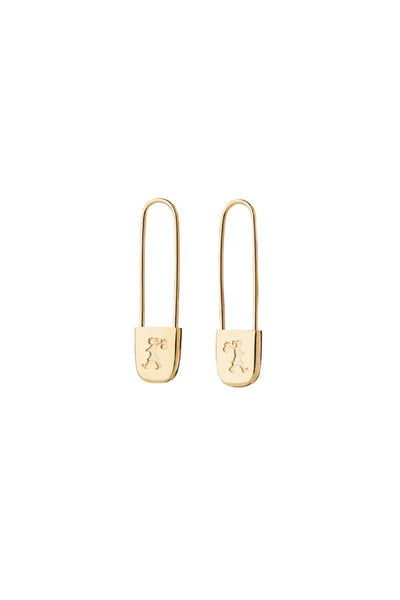 Karen Walker - Runaway Safety Pin Earrings Gold Plated