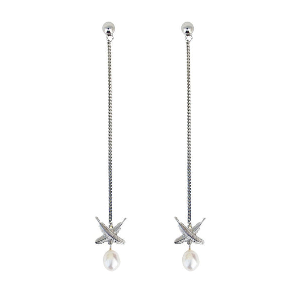 Boh Runga - Feather Kisses Pearl Drop Earrings