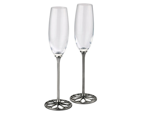 Royal Selangor Pewter - Champagne Flute Tracery Pair of 2