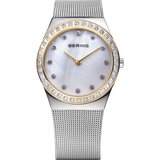 Bering Ladies Bi Colour Watch With Crystals & Silver Dial 12430-010