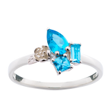 Karen Walker Rock Garden Mini Ring - Silver, Blue Topaz