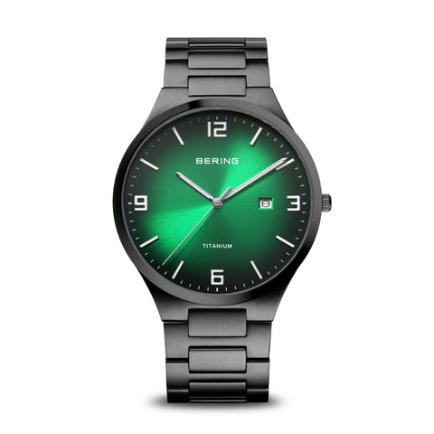 Bering - Titanium Watch Green/Black Strap