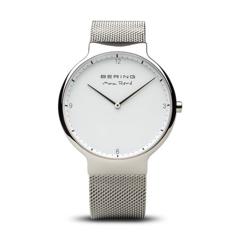 Bering Max René / Polished Silver / Silver Mesh (40mm) / 15540-004
