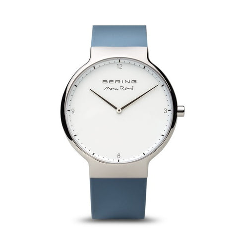 Bering Max René / Polished Silver / Blue (40mm) / 15540-700