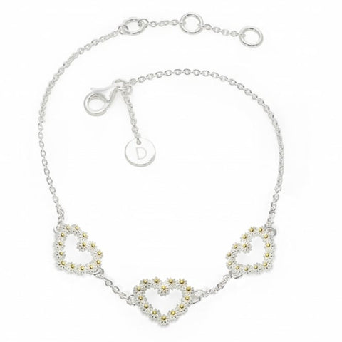Daisy London- 11mm Triple Iota Daisy Heart Bracelet (Silver)