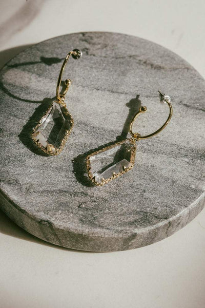 Lindi Kingi Hoop Drop Earrings - Gold Plate