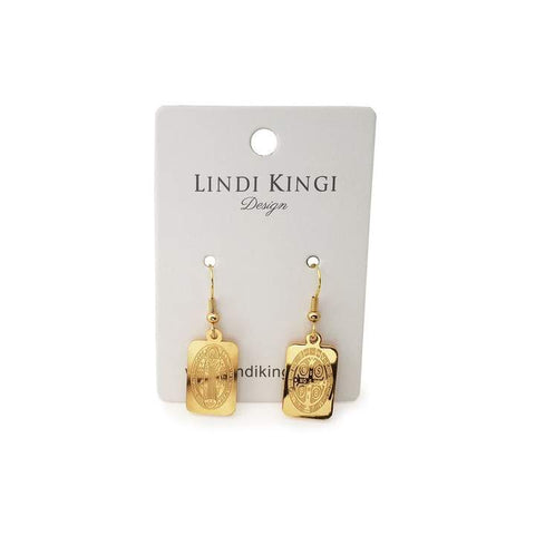 Lindi Kingi Saint Charm Earrings (Rectangle) - Gold Plate