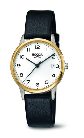Boccia - Titanium Watch Black Leather/Gold Plated