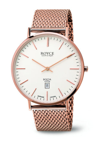 Boccia - Titanium Rose Gold Plated Watch with Date