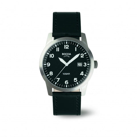 Boccia - Titanium Watch with Black Strap and Face