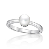 Sterling Silver 6.5mm Fresh Water Pearl Ring - Size 58