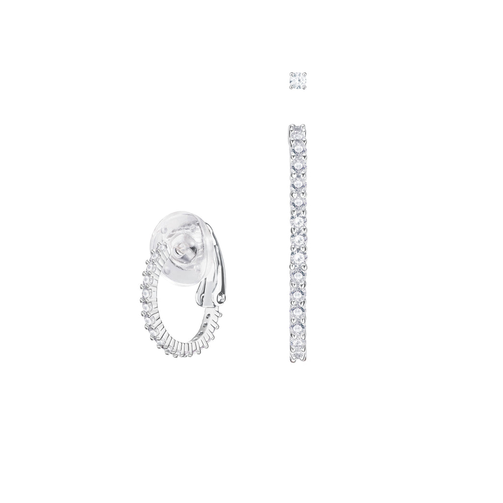 Swarovski Vittore Pierced Earrings, White, Rhodium Plate – Brent