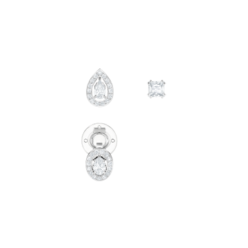 Swarovski Pierced Earrings, White, Rhodium Plate