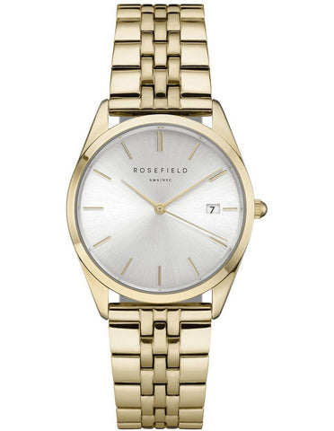 Rosefield 'The Ace' Silver Dial Yellow Gold Watch - ACSG-A03