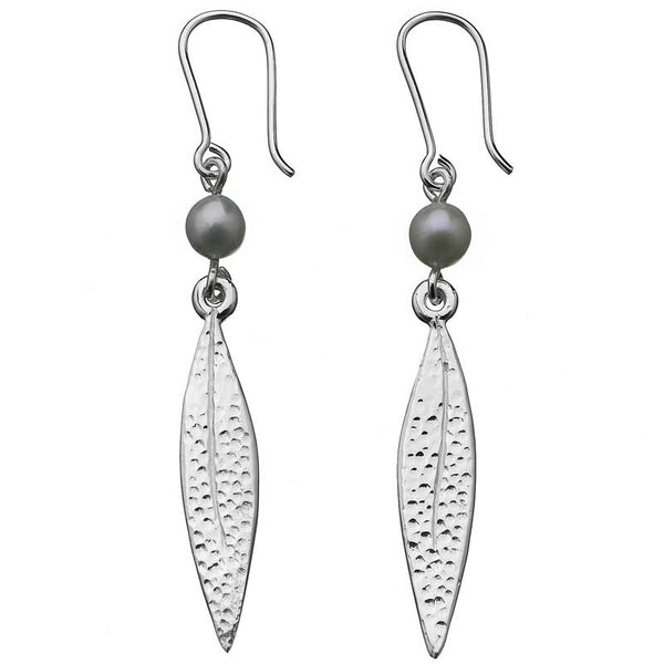 Karen Walker Leaf Drop Earrings - Silver, Pearl