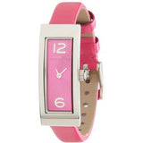 Marc Jacobs Logo Plaque Silver Tone Pink Leather Watch MBM1291
