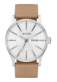 Nixon - Sentry Leather Watch Silver/Tan