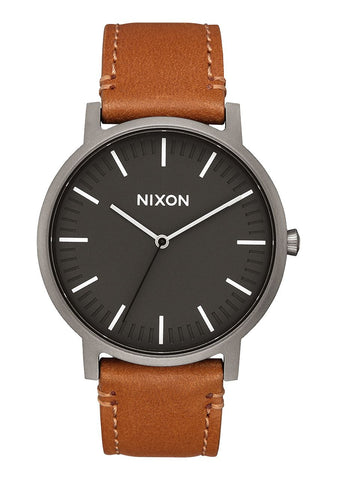 Nixon Porter Leather - Gunmetal / Charcoal / Taupe