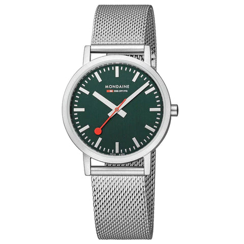 Mondaine - Classic 36mm Stainless Steel Forest Green Watch