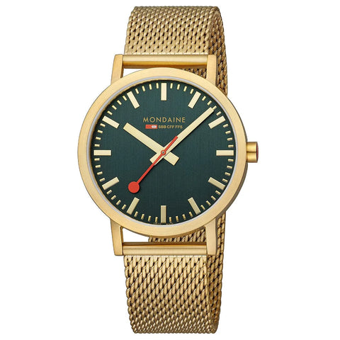 Mondaine - Classic 40mm Forest Green/Gold Stainless Steel Watch