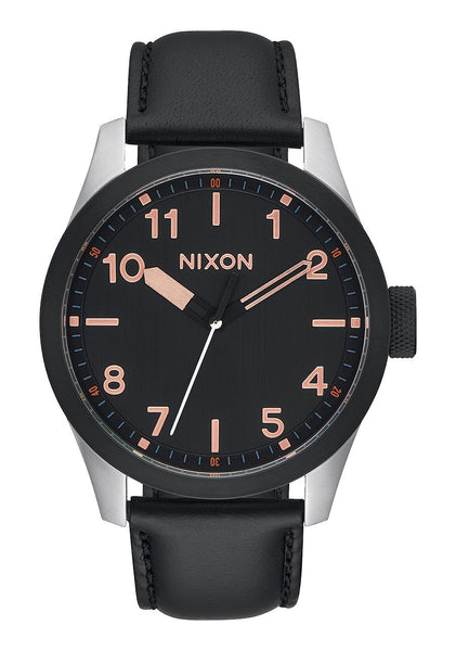 Nixon Safari Leather - Black / Rose Gold Watch