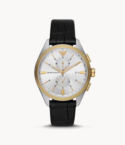 Emporio Armani - Chronograph Black Leather Watch