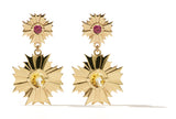 Meadowlark August Drop Earrings Small - Gold Plated - Pink Tourmaline & Citrine
