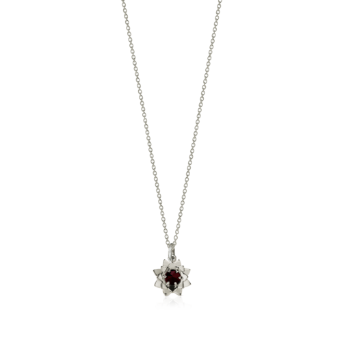 Meadowlark Protea Charm Necklace - Silver, Thai Garnet