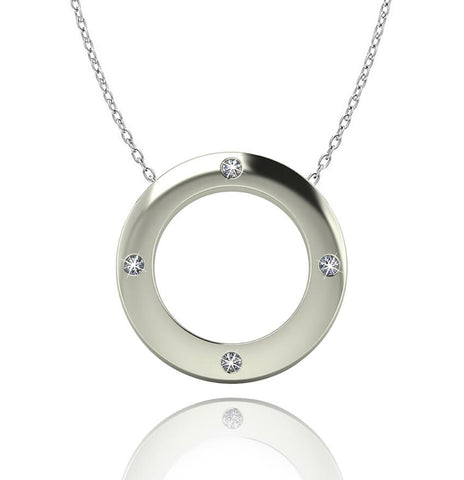 Love In A Jewel Circle Of Love Pendant - Silver With Crystals