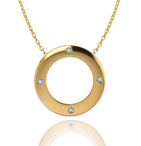 Love In A Jewel Circle Of Love Pendant - 9ct Yellow Gold with Diamonds