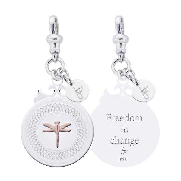 Dragonfly Sterling Silver Declaration Pendant "Freedom" - Large