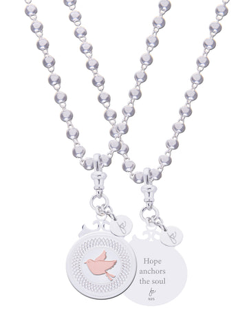 Dove Sterling Silver Declaration Pendant "Hope Anchors The Soul"