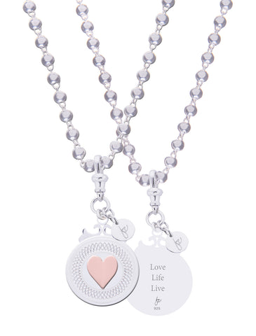 Heart Sterling Silver Declaration Pendant "Love Life Live"