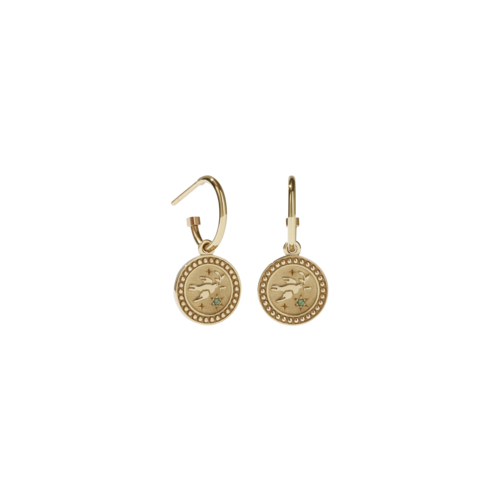 Meadowlark Amulet Peace Earrings - Gold Plate & Green Sapphire