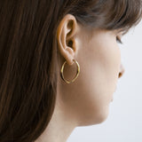Najo - Cinta Hoops - 3X28mm YG Plated Silver Ribbon Oval Hoop Earrings