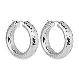 Najo - Leonda Earring - 6.5X30mm Silver Hoop Earrings With Beaten Finish