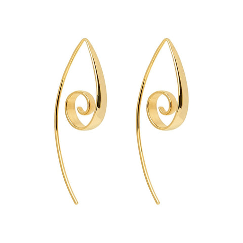 Najo  - Bobo Gold Earrings - 3.5X38mm YG tapered Curl Earrings