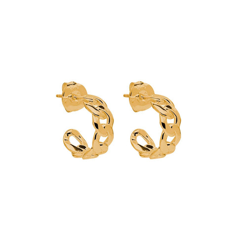 Najo - Small Curb Yellow Gold Hoop Earrings